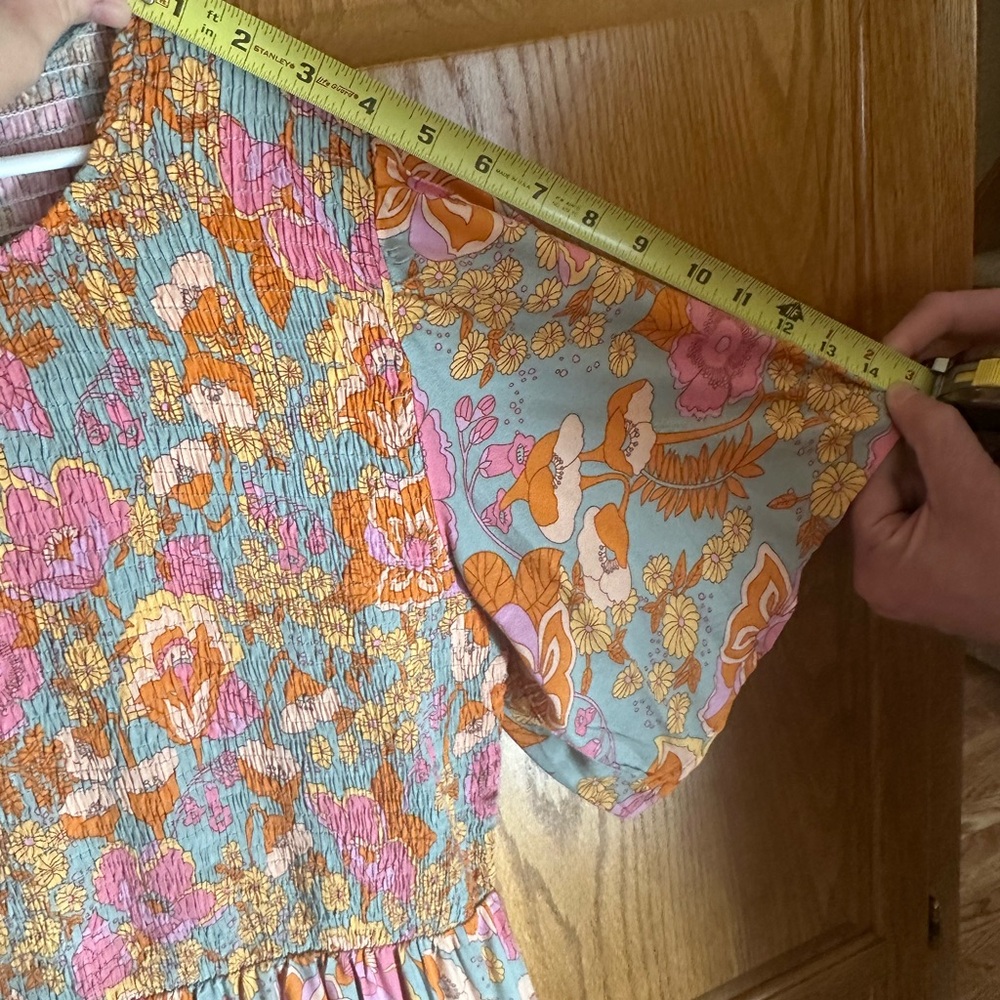 Women's Floral Maxi Dress - Orange and Pink - Picture 5 of 12
